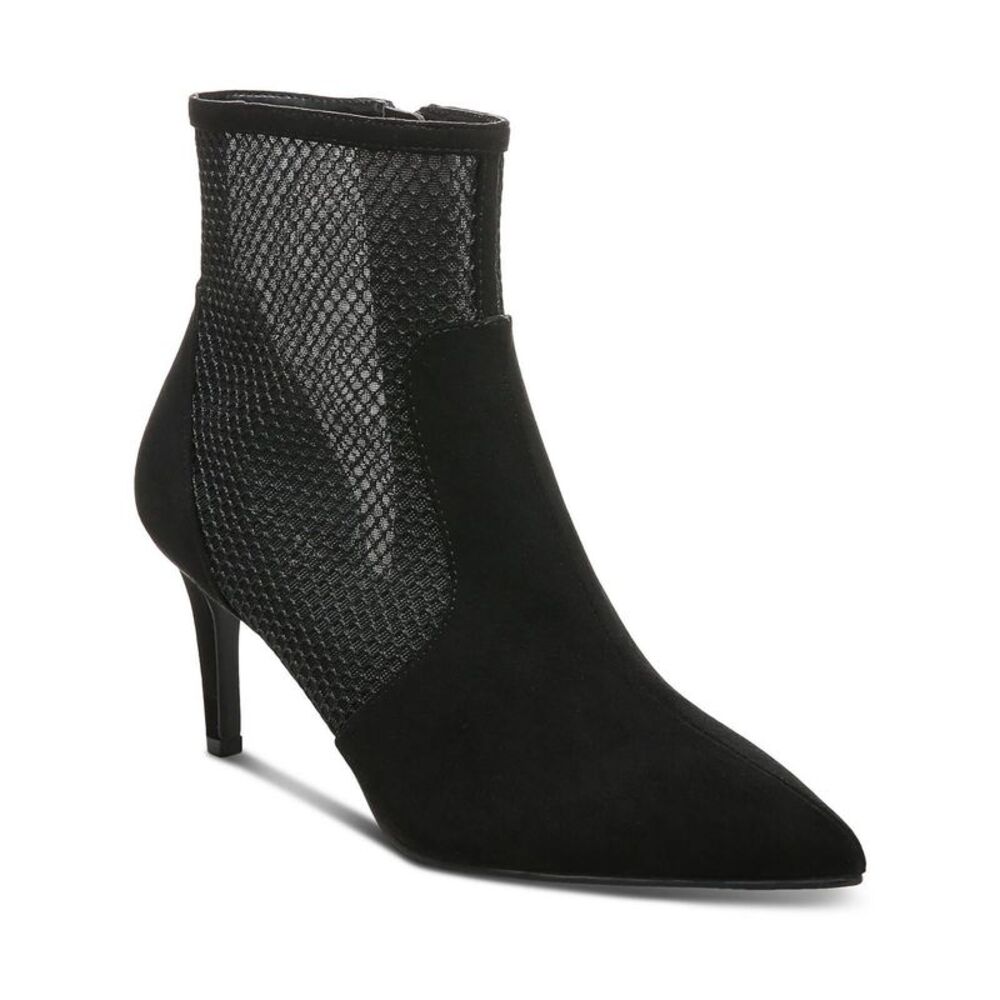 ALFANI Womens Black Mesh Jamari Pointed Toe Stiletto Zip-Up Dress Boots 6.5 M